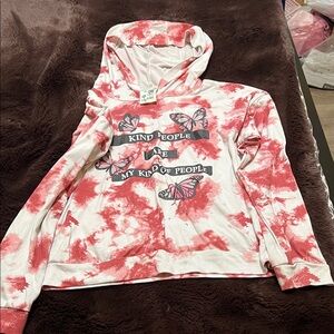Lily Bleu Red and White Tie-Dye Butterfly Hoodie